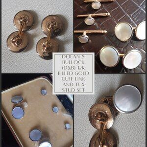 1930/40s Dolan & Bullock Art Deco Gold Filled MOP Cuff Link and Stud Set